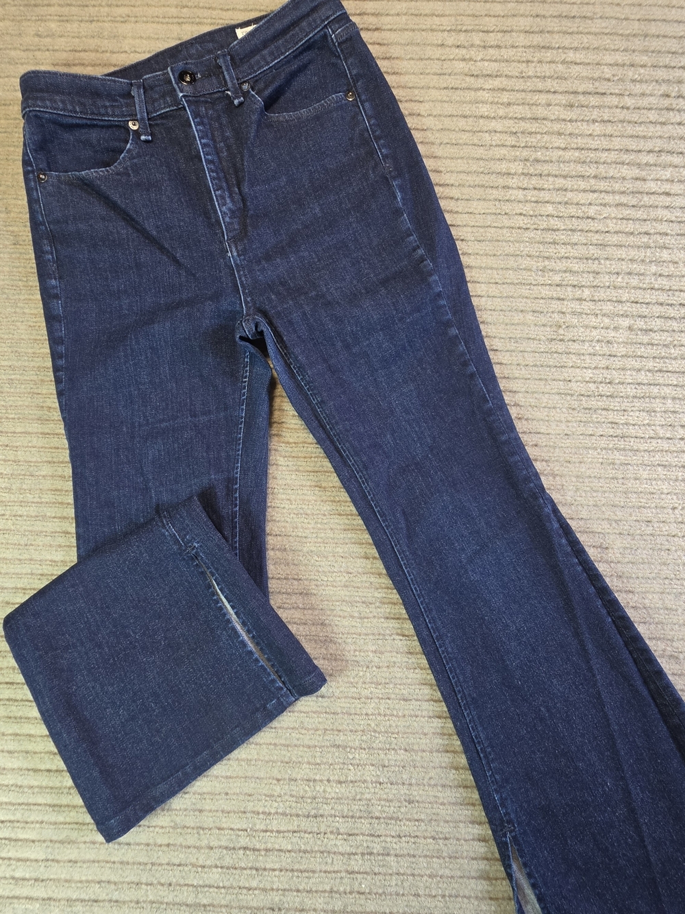 Rag & Bone Bella High Rise Flare Jeans Dark Rinse Indigo Side Slit 27